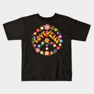 PEACE SIGN LOVE 60s 70s Tie Dye Hippie Costume Kids T-Shirt